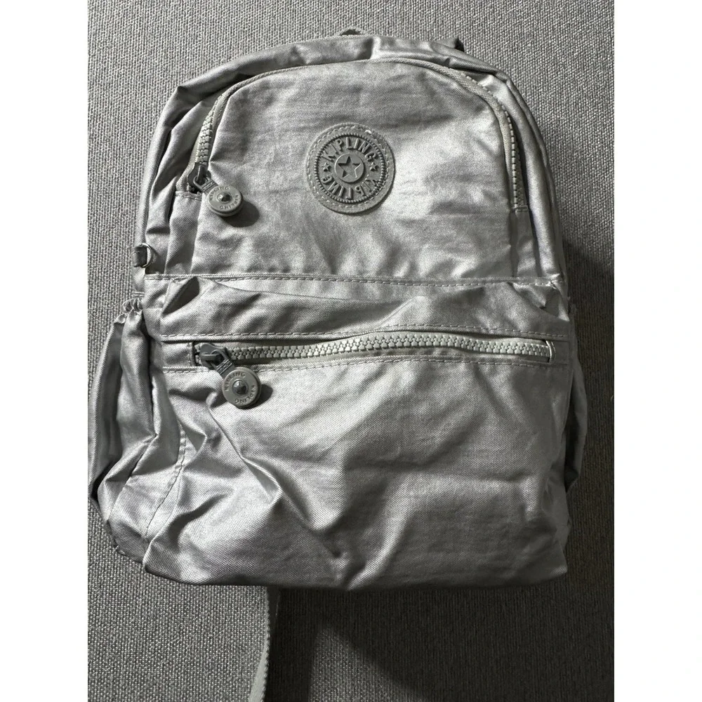 Kipling Medium Backpack Silver Metalic